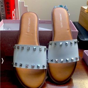 White Slide Sandals